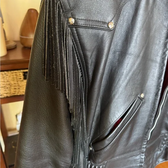 Harley-Davidson women’s Black Leather Jacket with Fringe size XS - Picture 4 of 11